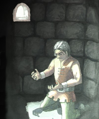 Original illustration of COBOL imprisoned in a stone cell